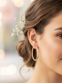 925 SILLER - Gold Sterling Silver Statement Pair Of Earrings