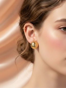 925 SILLER - Gold Sterling Silver Statement Pair Of Earrings