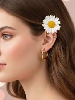 925 SILLER - Gold Sterling Silver Statement Pair Of Earrings