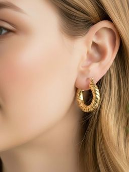 925 SILLER - Gold Sterling Silver Statement Pair Of Earrings
