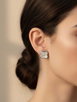 925 SILLER - Silver Sterling Silver Contemporary Pair Of Earrings