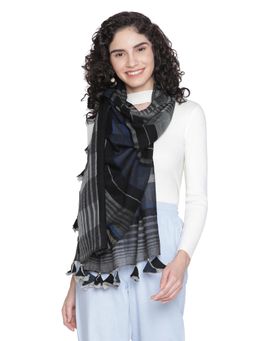 Shingora - Grey Pure Wool Dobby Tasseled Stole for Women