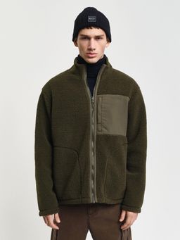 GANT - Men Green Solid Stand Collar Full Sleeves Reversible Jacket