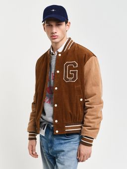GANT - Men Brown Colorblocked Stand Collar Full Sleeves Bomber Jacket