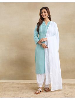 Fabindia - White Cotton Chikankari Dupatta