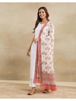 Fabindia - Pink Cotton Hand Block Printed Dupatta