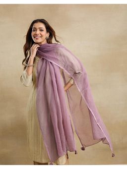 Fabindia - Lavender Cotton Silk Embellished Dupatta