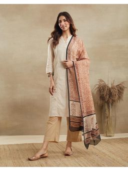 Fabindia - Red Cotton Silk Bagru Printed Dupatta