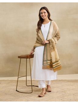 Fabindia - Beige Cotton Silk Bagru Printed Dupatta