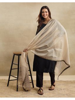 Fabindia - Beige Cotton Silk Woven Dupatta
