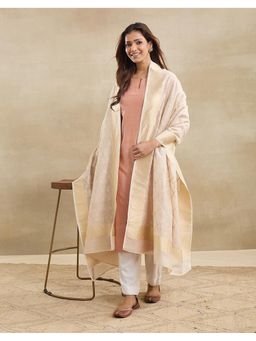 Fabindia - Beige Cotton Silk Woven Dupatta