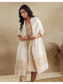 Fabindia - Off White Natural Cotton Silk Zari Woven Dupatta