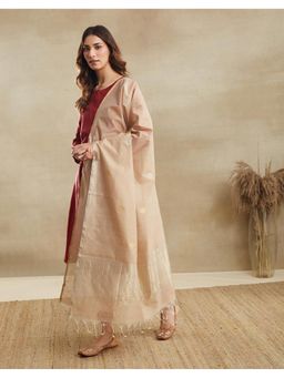 Fabindia - Beige Cotton Silk Zari Woven Dupatta
