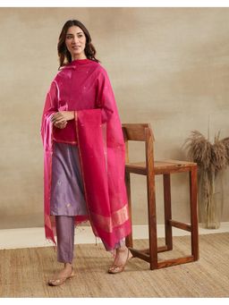 Fabindia - Magenta Cotton Silk Zari Woven Dupatta