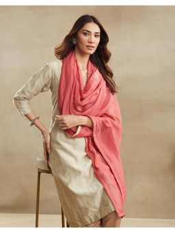 Fabindia - Pink Cotton Silk Zari Embroidered Dupatta