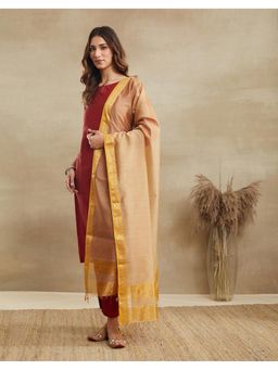 Fabindia - Mustard Cotton Silk Woven Dupatta