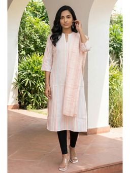 Aurelia - Women Peach Striped Pure Cotton Dupatta