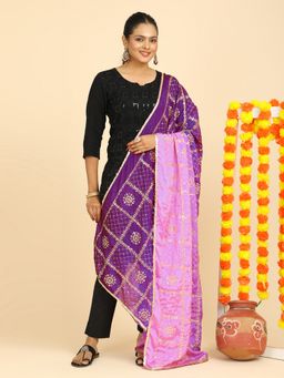 Hella Fashions - Purple Embroidery Dupatta