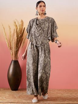 InWeave - Slate Grey Paisley Print Co-Ord (Set of 2)