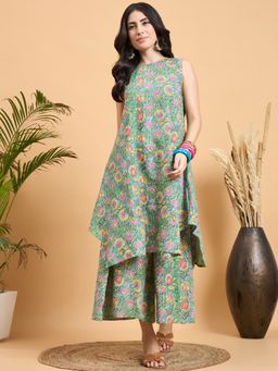 InWeave - Kantha Floral Jaal Kurta and Palazzo (Set of 2)