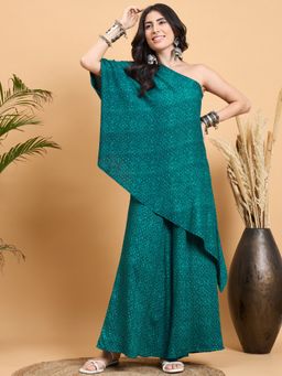 InWeave - Dot Printed One Shoulder Kurta and Palazzo (Set of 2)