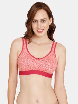 Zivame - Everyday Double Layered Non Wired 3-4th Coverage Bralette Bra - Salmon Pt - Pink