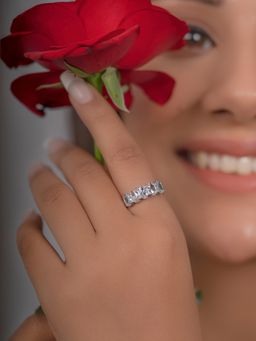 Margento Jewels - 925 Sterling Silver 5 Stone King Swarovski Zirconia Ring