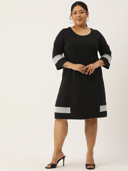 theRebelinme - Plus Size Womens Black & Grey Knee Length Dress