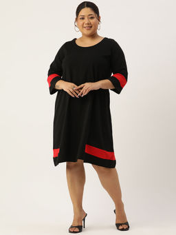 theRebelinme - Plus Size Womens Black & Red Knee Length Dress