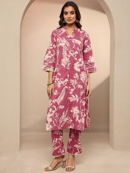 Libas - Pink Printed Cotton Blend Co-Ord Set for Women