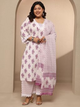 Extra love by Libas - Off White Printed Straight Kurta with Palazzo & Dupatta for Women