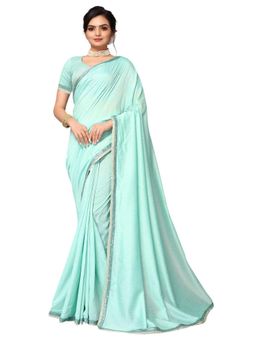 Odette - Aqua Poly Silk Sequence Saree With Unstitched Blouse