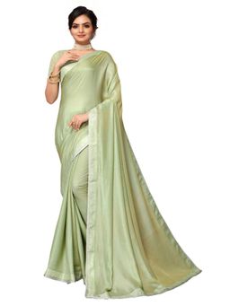 Odette - Light Green Satin Silk Embellished Saree With Unstitched Blouse
