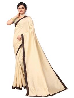 Odette - Cream Poly Silk Woven Saree With Unstitched Blouse