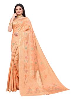 Odette - Peach Silk Blend Woven Design Saree With Unstitched Blouse