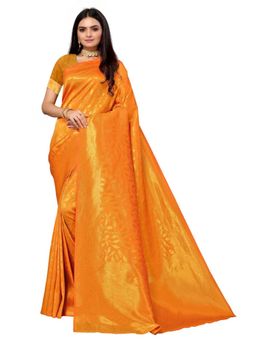 Odette - Mustard Silk Blend Woven Saree With Unstitched Blouse
