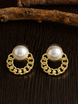 E2O - Gold Round Stud Earrings For Women
