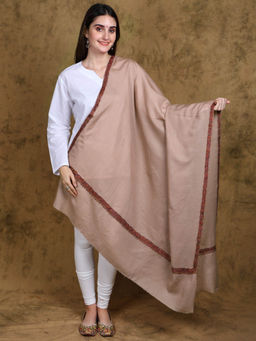 EXOTIC INDIA - Women Kashmir Pure Wool Shawl with Sozni Hand-Embroidered Border
