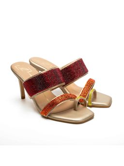 NIDHI BHANDARI - Multi-Color One Toe Swarovski Detailing Block Heels