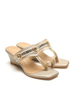 NIDHI BHANDARI - Gold One Toe Embroidery Wedges