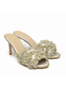 NIDHI BHANDARI - Gold Open Toe Embroidery Block Heels