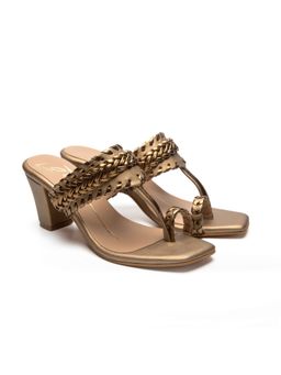 NIDHI BHANDARI - Gold One Toe Faux Leather Heels
