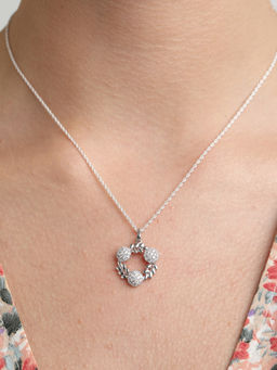 CLARA - Silver Rhodium Plated Swiss Zirconia Alma Pendant Chain Necklace For Women & Girls