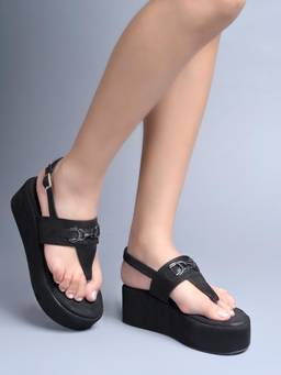 Shoetopia - Women Black Tpr Sole Heels