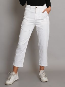 KOTTY - Women Mid Rise Cotton Lycra Regular Fit Solid Jeans Off White