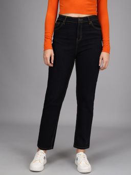KOTTY - Women High Rise Cotton Lycra Oxford Blue Solid Jeans