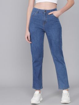 KOTTY - Womens High Rise Cotton Lycra Blend Slim Fit Solid Jeans Light Blue