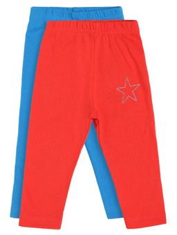 Bodycare - Girls Cotton Trackpant Solid Red and Royal Blue (Pack of 2)