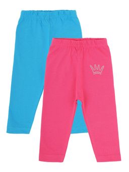 Bodycare - Girls Cotton Trackpant Solid Blue and Fuchsia (Pack of 2)