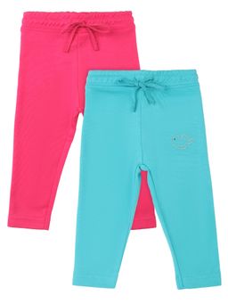 Bodycare - Girls Cotton Trackpant Solid Fuchsia and Sea Green (Pack of 2)